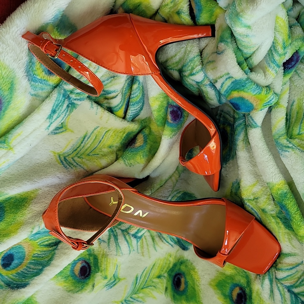 YDN Orange Peep Toe Ankle Straps High Heel Sandals